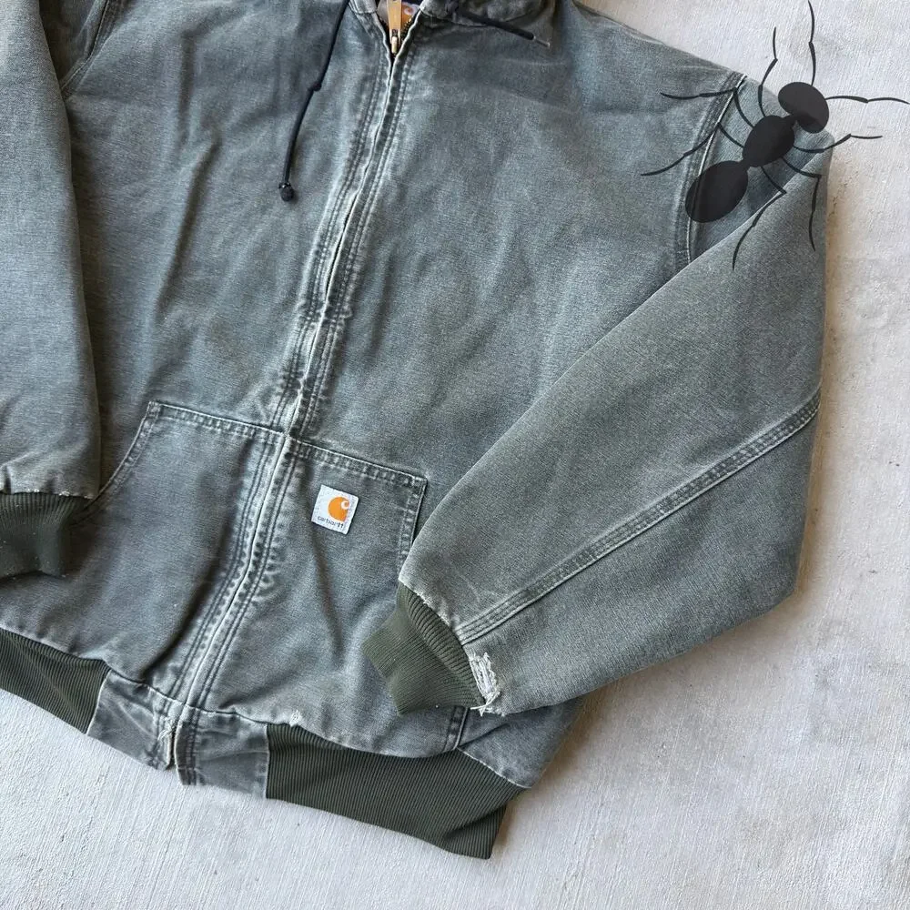 Carhartt WOMENS WJ130 MOS green hooded work wear jacket - Picture 4 of 8